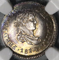 1814 NGC MS 64 Guatemala 1/2 Real Spain Colony Mint State Silver Coin (20051202C)