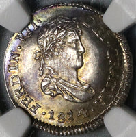 1814 NGC MS 64 Guatemala 1/2 Real Spain Colony Mint State Silver Coin (20051202C)