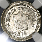 1878 NGC MS 66 Guatemala 1/2 Real Large Date Scroll Type Silver Coin (19062601C)