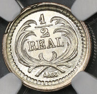1879 NGC MS 66 Guatemala 1/2 Real Scroll Silver Coin (19062602C)