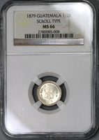 1879 NGC MS 66 Guatemala 1/2 Real Scroll Silver Coin (19062602C)