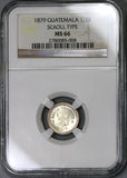 1879 NGC MS 66 Guatemala 1/2 Real Scroll Silver Coin (19062602C)