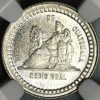 1880/770 E NGC MS 64 Guatemala 1/2 Medio Real Mint Error Silver Coin (22071701C)