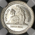 1880/770 E NGC MS 64 Guatemala 1/2 Medio Real Mint Error Silver Coin (22071701C)
