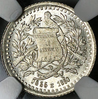 1880/770 E NGC MS 64 Guatemala 1/2 Medio Real Mint Error Silver Coin (22071701C)