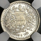 1880/770 E NGC MS 64 Guatemala 1/2 Medio Real Mint Error Silver Coin (22071701C)