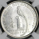 1926 NGC MS 63 Guatemala 1/4 Quetzal Bird Silver Mint State Coin (21042108D)