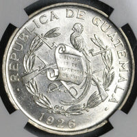 1926 NGC MS 63 Guatemala 1/4 Quetzal Bird Silver Mint State Coin (21042108D)
