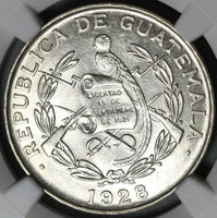 1928 NGC MS 63+ Guatemala 1/4 Quetzal Bird Silver Mint State Coin (21040402D)