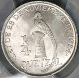 1929 PCGS MS 63 Guatemala 1/4 Quetzal Bird Silver Coin (19090503D)