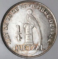1948 NGC MS 64 Guatemala 1/4 Quetzal Bird Silver Coin POP 2/0 (23010701D)