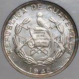 1948 NGC MS 64 Guatemala 1/4 Quetzal Bird Silver Coin POP 2/0 (23010701D)