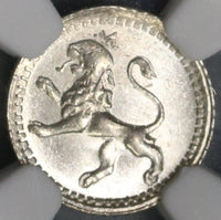 1866 NGC MS 66 Guatemala 1/4 Real Lion GEM Mint State Silver Coin (19082002D)