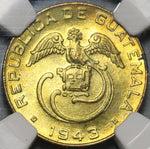 1943 NGC MS 65 Guatemala 1 Centavo Quetzal Bird Key Date Coin (20021805C)