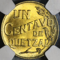 1943 NGC MS 65 Guatemala 1 Centavo Quetzal Bird Key Date Coin (20021805C)