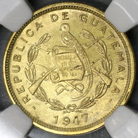 1947 NGC MS 64 Guatemala 1 Centavo Mint State Coin (19052601C)