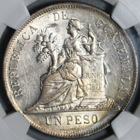 1894 NGC AU 58 Guatemala Un Peso 90% Silver Dollar Coin (21011101C)