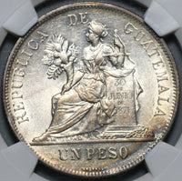 1894 NGC AU 58 Guatemala Un Peso 90% Silver Dollar Coin (21011101C)