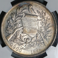 1894 NGC AU 58 Guatemala Un Peso 90% Silver Dollar Coin (21011101C)