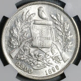 1896/5 NGC AU 58 Guatemala Un Peso Scarce Overdate 90% Silver Dollar Coin (21031401C)