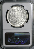 1896/5 NGC AU 58 Guatemala Un Peso Scarce Overdate 90% Silver Dollar Coin (21031401C)