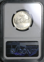 1943 NGC MS 63 Guatemala 25 Centavos Quetzal Bird Silver Map Coin (21042107D)