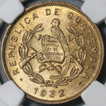 1932 NGC MS 65 Guatemala 2 Centavos Quetzal Bird Mint State Coin (21042106D)