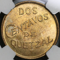 1932 NGC MS 65 Guatemala 2 Centavos Quetzal Bird Mint State Coin (21042106D)