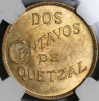 1932 NGC MS 65 Guatemala 2 Centavos Quetzal Bird Mint State Coin (21042106D)