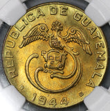 1944 NGC MS 65 Guatemala 2 Centavos Quetzal Mint State Coin POP 4/0 (19052603C)