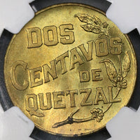 1944 NGC MS 65 Guatemala 2 Centavos Quetzal Mint State Coin POP 4/0 (19052603C)