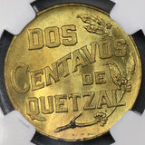 1944 NGC MS 65 Guatemala 2 Centavos Quetzal Mint State Coin POP 4/0 (19052603C)