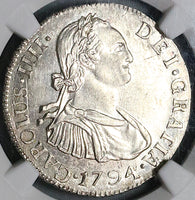 1794 NGC MS 63 Guatemala 2 Reales Colonial Spain Silver Coin (23011401C)