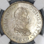 1819-NG NGC MS 64 Guatemala 2 Reales Colonial Spain Silver Mint State Coin (19080202C)