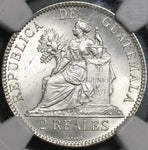 1894-H NGC MS 64 Guatemala Silver 2 Reales Quetzal Bird Justice Coin (21042102D)