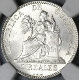 1894-H NGC MS 64 Guatemala Silver 2 Reales Quetzal Bird Justice Coin (21042102D)