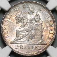 1895 NGC MS 64 Guatemala 2 Reales Mint State Silver Coin POP 2/0 (20121101C)