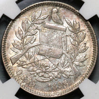 1895 NGC MS 64 Guatemala 2 Reales Mint State Silver Coin POP 2/0 (20121101C)