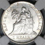 1898 NGC MS 64+ Guatemala 2 Reales Mint State Silver Coin (20032301D)