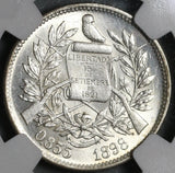 1898 NGC MS 64+ Guatemala 2 Reales Mint State Silver Coin (20032301D)