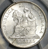 1898 PCGS MS 64 Guatemala Silver 2 Reales Quetzal Bird Justice Coin (21032102C)