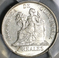 1898 PCGS MS 64 Guatemala Silver 2 Reales Quetzal Bird Justice Coin (21032102C)
