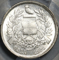1898 PCGS MS 64 Guatemala Silver 2 Reales Quetzal Bird Justice Coin (21032102C)