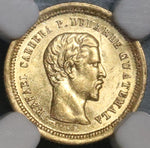 1860 NGC AU 58 Guatemala 4 Reales Gold Cuarto Carrera Coin (21072402C)