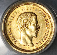 1864 PCGS MS 62 Guatemala 4 Reales Gold Cuarto Carrera Coin (21111203C)