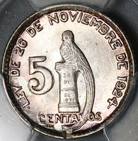 1945 PCGS MS 66+ Guatemala 5 Centavos Quetzal Bird Silver Coin (23041201C)