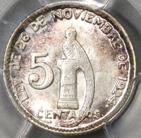 1945 PCGS MS 66+ Guatemala 5 Centavos Quetzal Bird Silver Coin (19063003C)