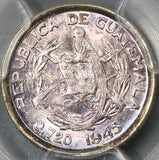 1945 PCGS MS 66+ Guatemala 5 Centavos Quetzal Bird Silver Coin (19063003C)