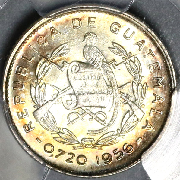 1956 PCGS MS 67 Guatemala 5 Centavos GEM BU Silver Coin Pop 5/0 (20080902C)