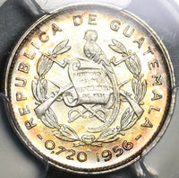 1956 PCGS MS 67 Guatemala 5 Centavos GEM BU Silver Coin Pop 5/0 (20080902C)